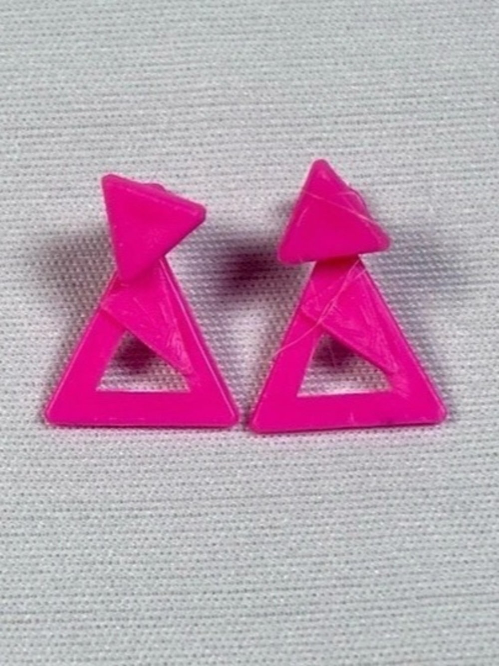 Vintage 1991 Totally Hair Barbie Replacement Pink Triangle Earrings
